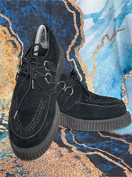 T.U.K Other - T.U.K. Unisex Black Creepers Platform Shoes D-Ring Lace Gothic Punk size W11-M9